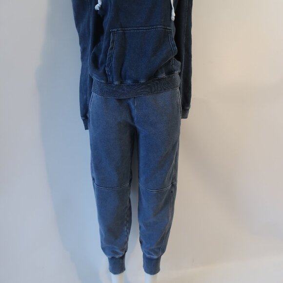 Generation Love Karlie Denim Blue 2Pc Set Puff Slv Hoodie Top/S Jog Sweatpants/M - Picture 2 of 11
